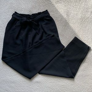 River Island Petite Black Tie Waist Tapered Pants